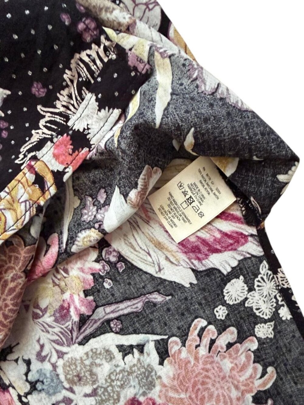 Maeve Anthropologie Women's Large Floral Button Front Tunic Blouse Boho. rayon. - Picture 10 of 12